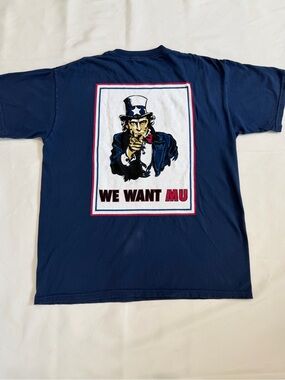 Navy 'We Want Mu' Print Graphic Tee size L/G